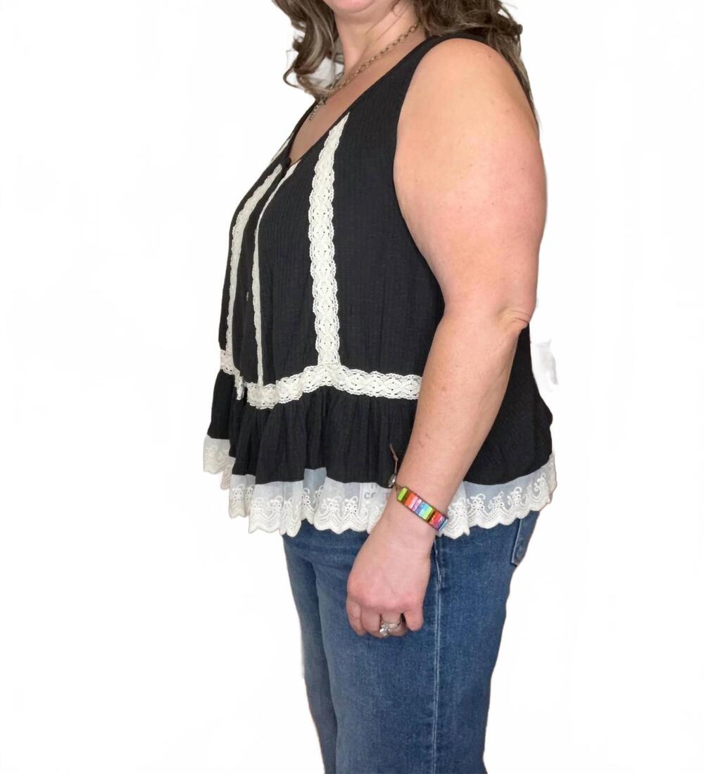 NEW POL quincie button down sleeveless top in black - Picture 7 of 8